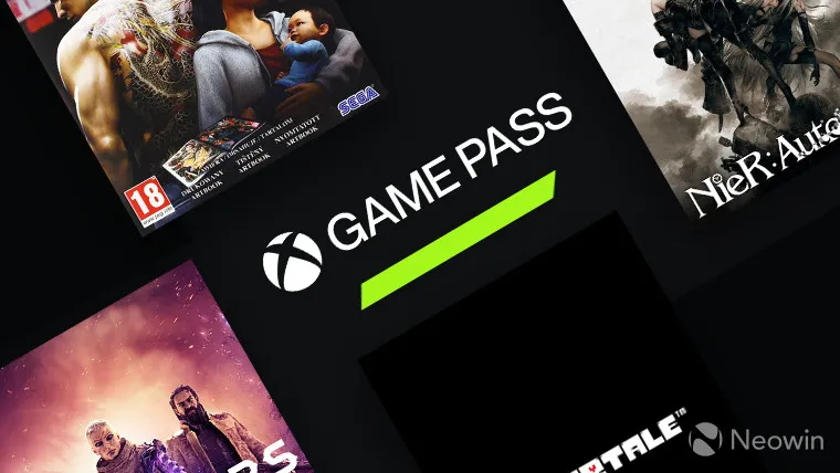 Logo Xbox Game Pass monocromatico su sfondo grigio scuro