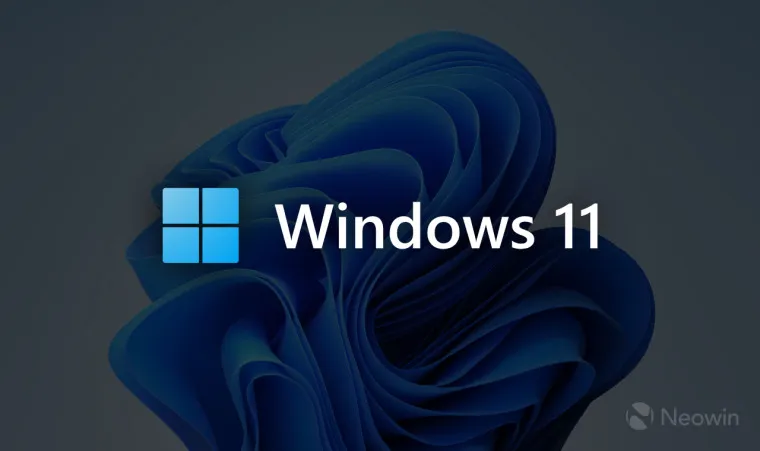 Een afbeelding met een kleurrijk Windows 11-logo en een gedimde achtergrond