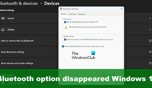 Die Bluetooth-Option ist in Windows 11 verschwunden