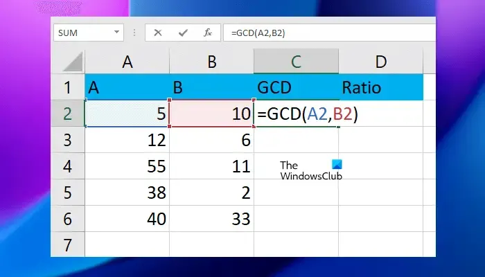 GCD berekenen in Excel