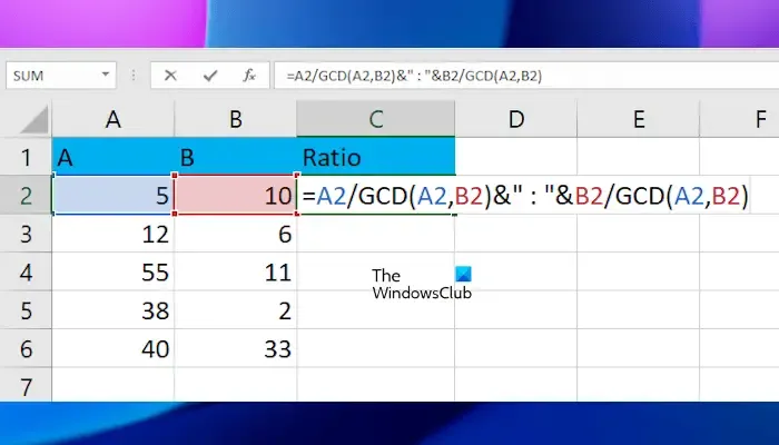 Bereken de verhouding met behulp van de GCD-functie