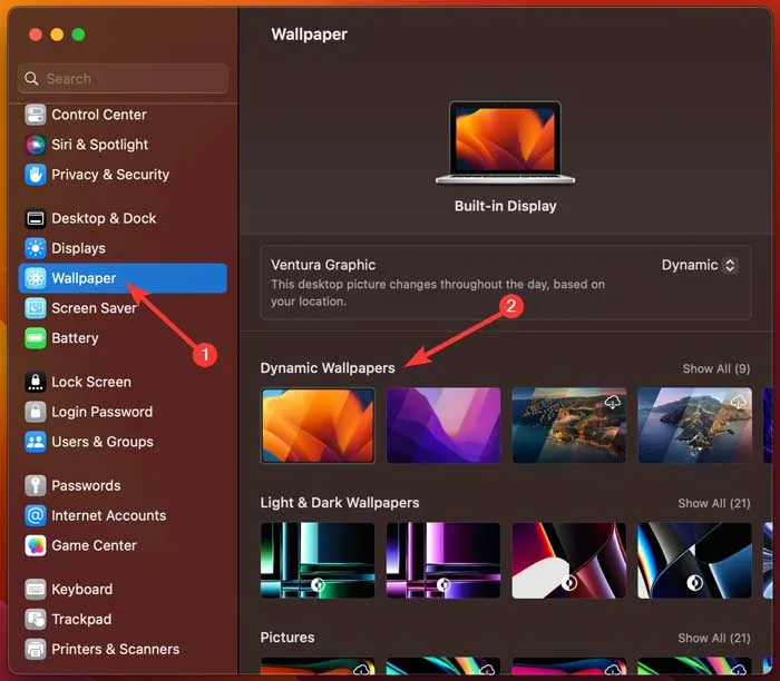 Hintergrundbilder auf dem Mac ändern