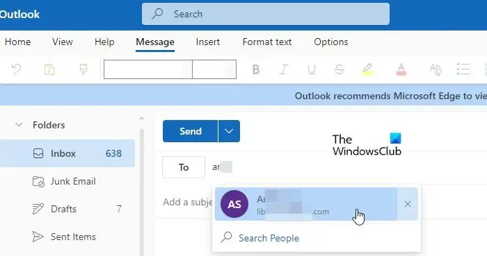 Outlook.com で受信者の電子メールを確認する
