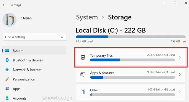 vider le cache de Windows 11 - dossier temporaire