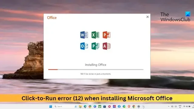 Error de hacer clic y ejecutar (12) al instalar Microsoft Office