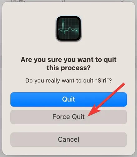 Confirmando força para sair da Siri em Macos