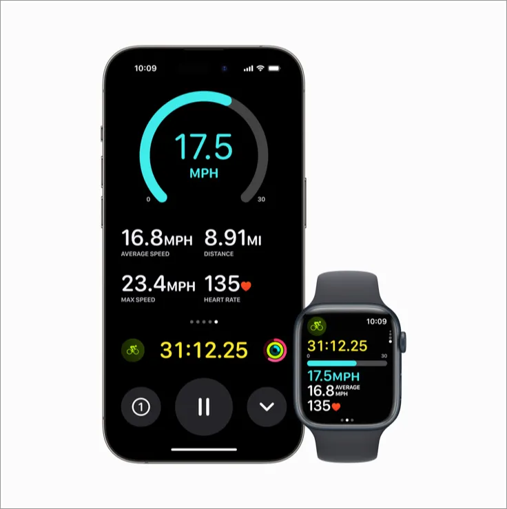 L'entraînement à vélo est démarré à partir d'Apple Watch dans watchOS 10