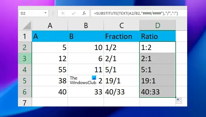 Geef de verhouding weer in Excel met de functie VERVANGEN