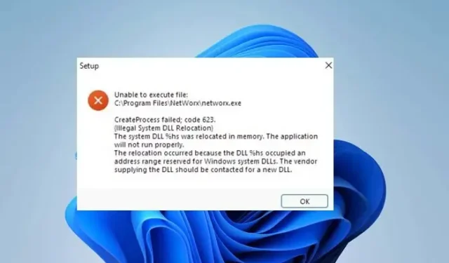 Corrigir erro de realocação ilegal de DLL do sistema no computador com Windows