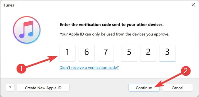 Voer de code in van het Apple-apparaat dat is gekoppeld aan de Apple ID.