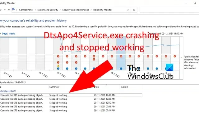DtsApo4Service.exe crasht en werkt niet meer [repareren]