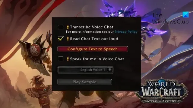 Jak włączyć zamianę tekstu na mowę w WoW
