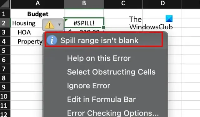 Como remover #SPILL! erro no Excel?