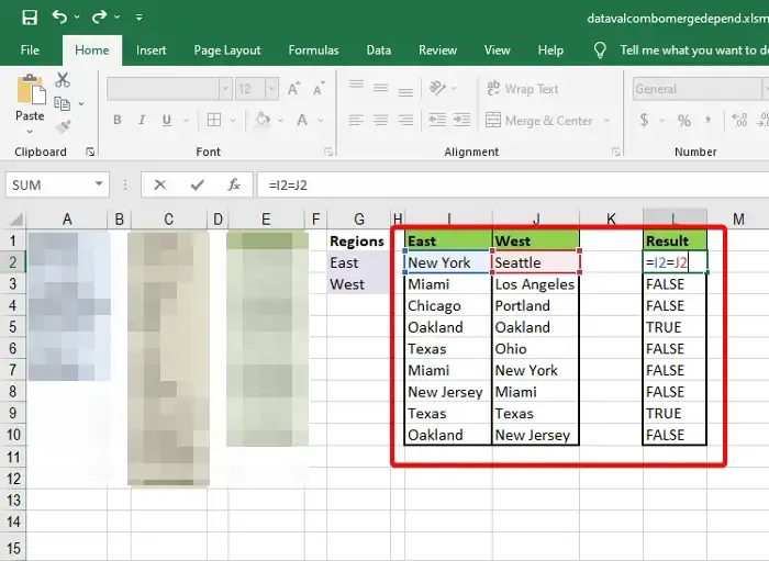 comment trouver des écarts dans Excel en utilisant l'opérateur égal unique