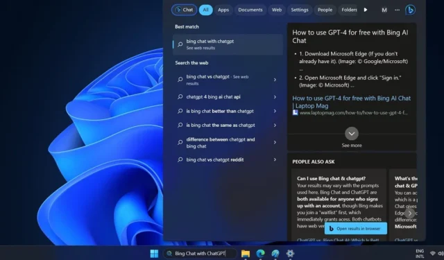 Bing Chat gebruiken met ChatGPT op Windows
