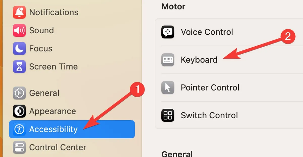 Encontrar opciones de teclado a través de la accesibilidad en Macos