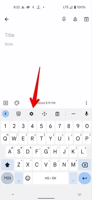 Klik op het tandwielvormige pictogram om Instellingen in Gboard voor Android te openen.
