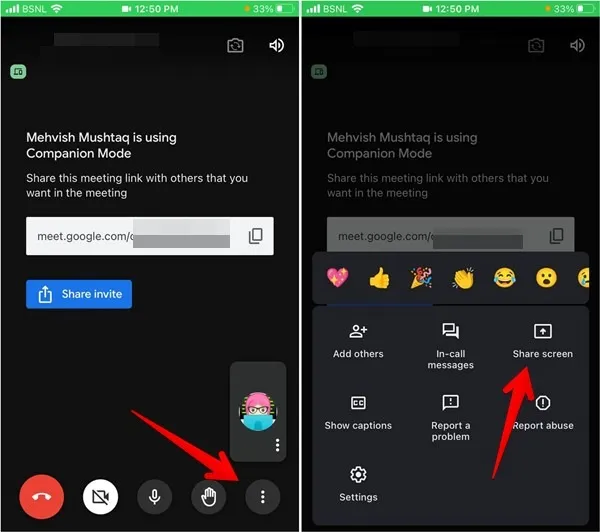 Compartir pantalla de Google Meet Iphone