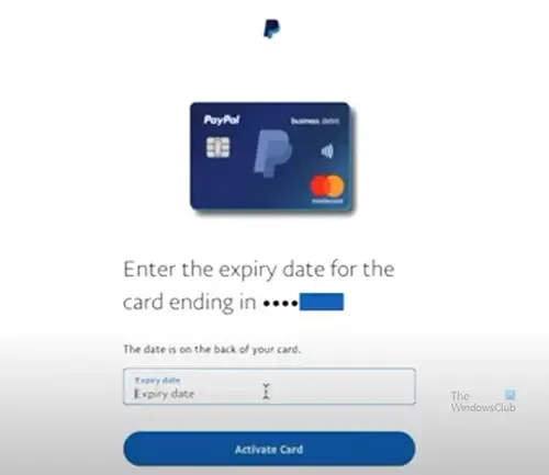 Cómo activar PayPal Cash en MasterCard - Introduce la fecha de caducidad