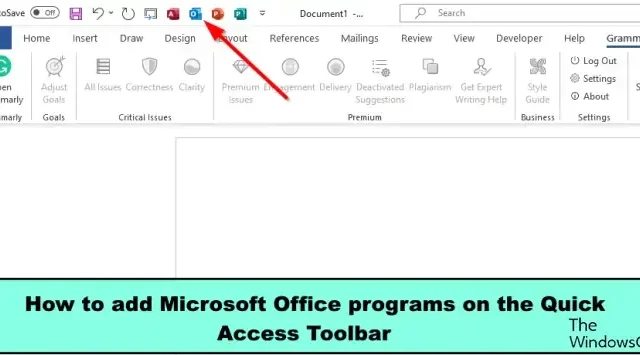Office プログラムをクイック アクセス ツールバーに追加する方法