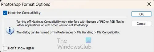 Come salvare i file Photoshop nella versione precedente - Opzioni formato Photoshop