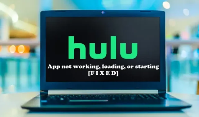 Hulu 앱이 Windows PC에서 작동, 로드 또는 시작되지 않음