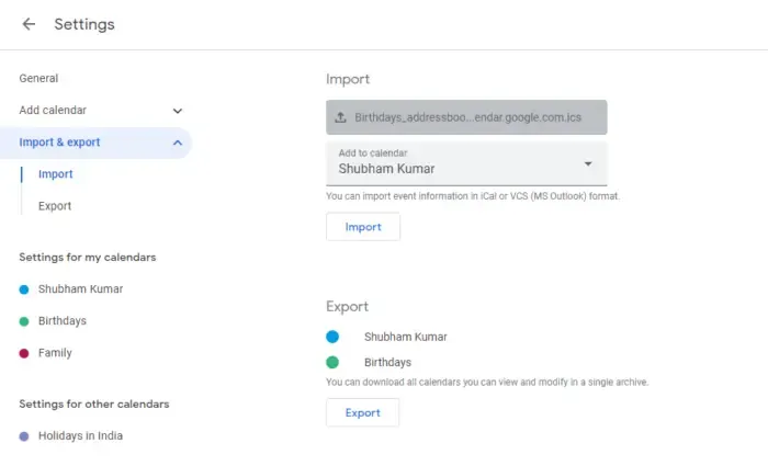 Importar arquivo iCal para o Google Agenda
