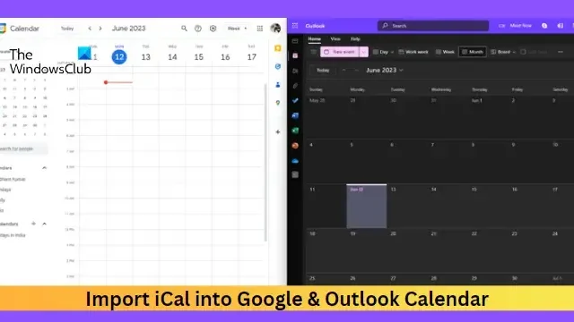 Como importar o iCal para o calendário do Google e do Outlook