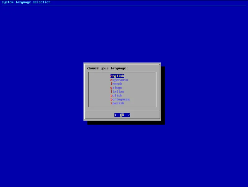 Parabola LiveISO 語言設置的屏幕截圖。
