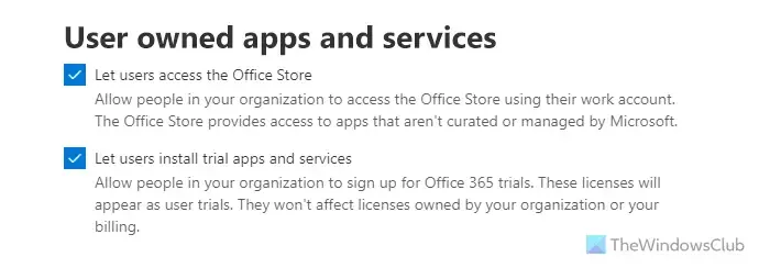 O Microsoft 365 foi configurado para impedir a aquisição individual de suplementos da Office Store