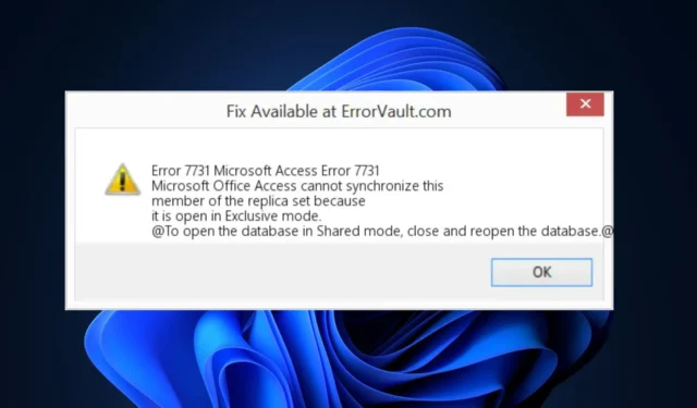 Microsoft Access 오류 7731: 신속하게 수정하는 방법