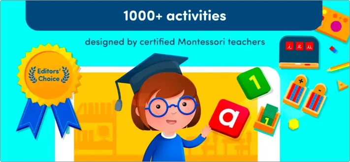 Aplicativo de aprendizagem para crianças da pré-escola Montessori
