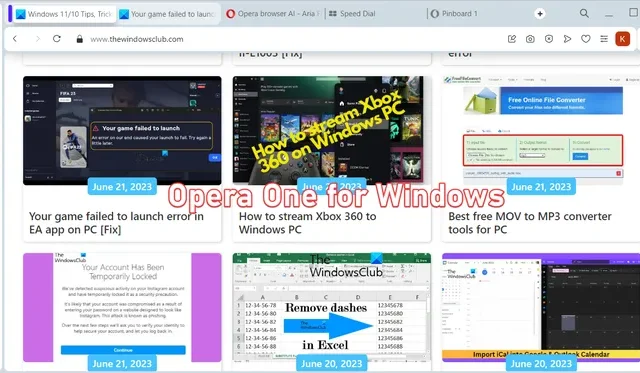 Windows PC 用 Opera One ブラウザ: 新機能