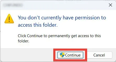 La richiesta per ottenere l'accesso a una cartella del profilo utente su Windows, con l'estensione