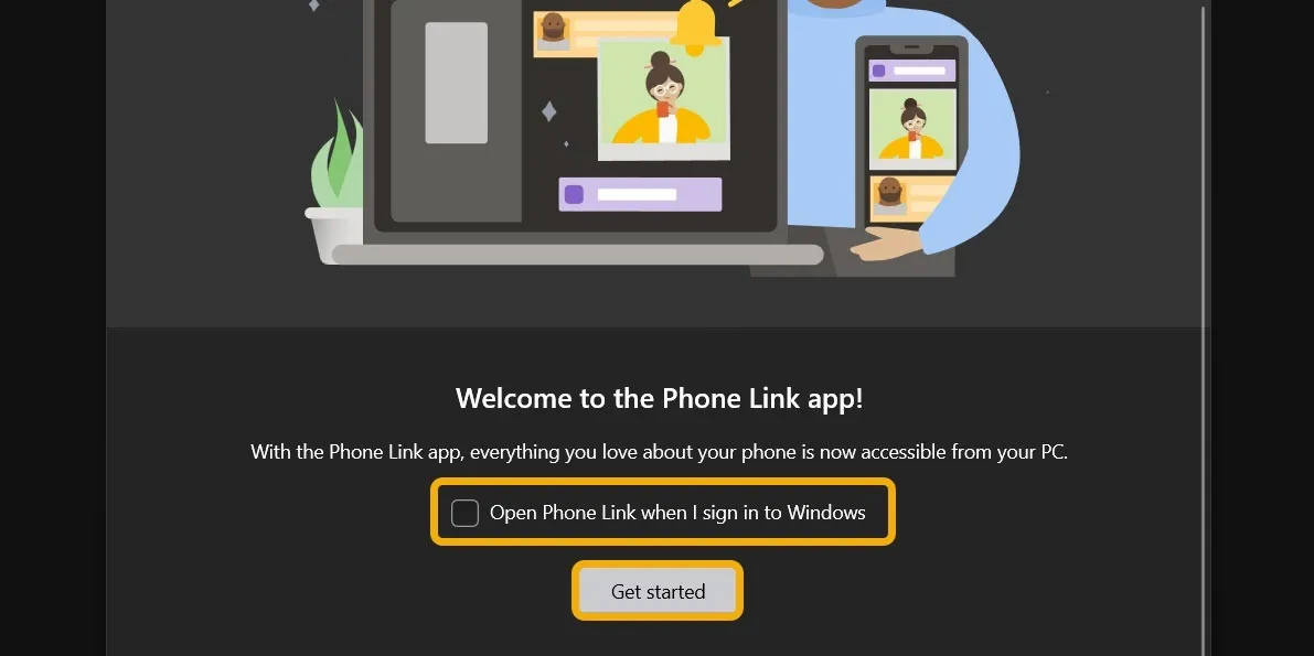 Schermata di benvenuto di Phonelink 1