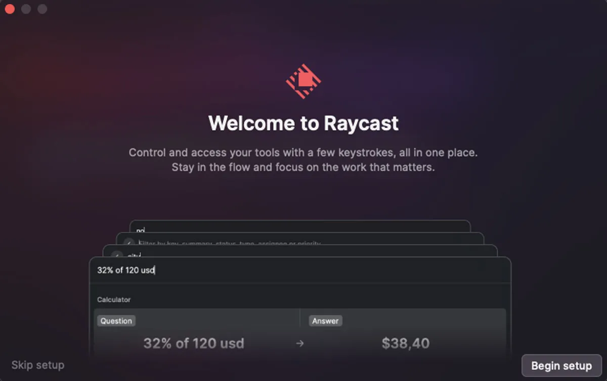 Configuration de Raycast contre Alfred Raycast