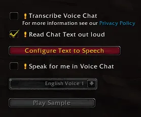 habilitar texto a voz en WoW