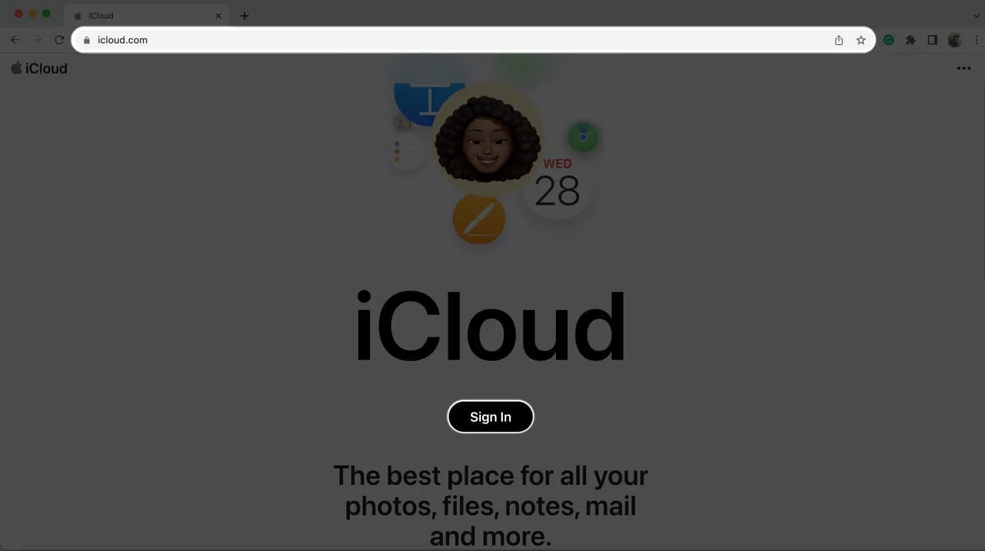Recherchez iCloud.com et sélectionnez Se connecter.