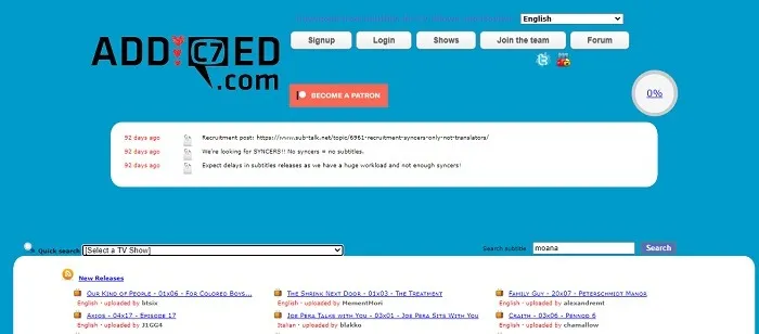 Sitios para descargar subtítulos para películas y programas de televisión Addic7ed