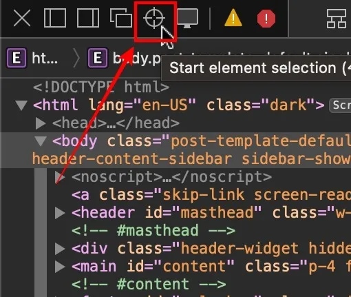 Iniciar seleção de elementos no Safari em um Mac