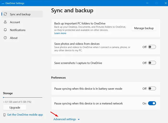 Sincronizar e fazer backup do OneDrive