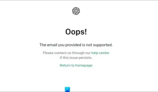 Het door u opgegeven e-mailadres wordt niet ondersteund in ChatGPT