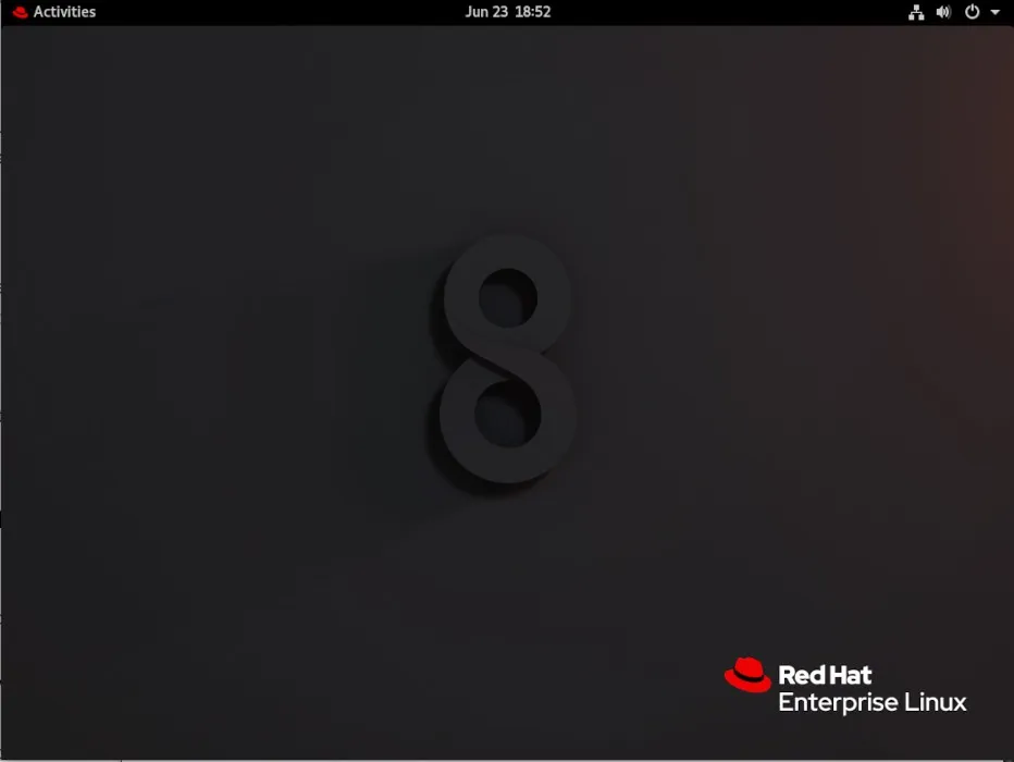 Een screenshot van de standaard RHEL 8-desktop.