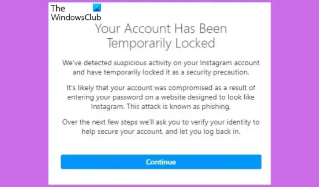あなたのアカウントはロックされました – Instagram