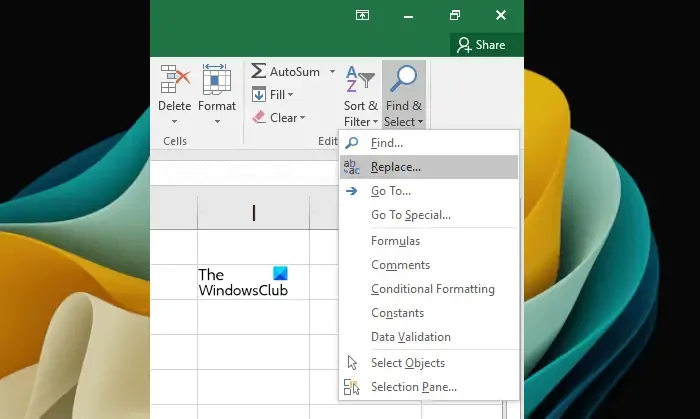 Usar localizar e substituir no Excel