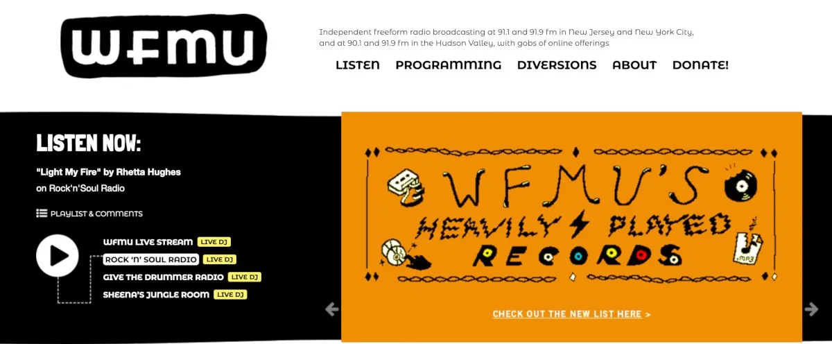Wfmu-Homepage