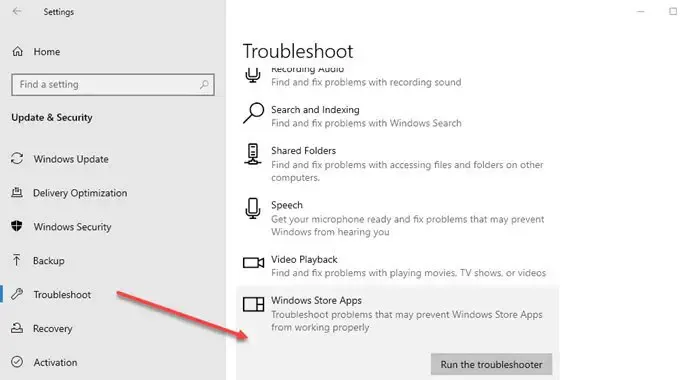 Führen Sie die Fehlerbehebung für Windows Store-Apps aus – Windows 10