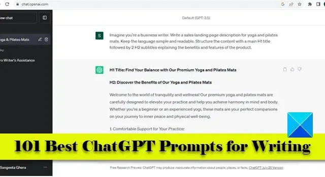 Die 101 besten ChatGPT-Eingabeaufforderungen zum Schreiben
