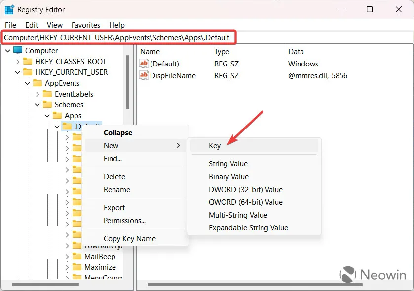 Een screenshot van Windows Register-editor