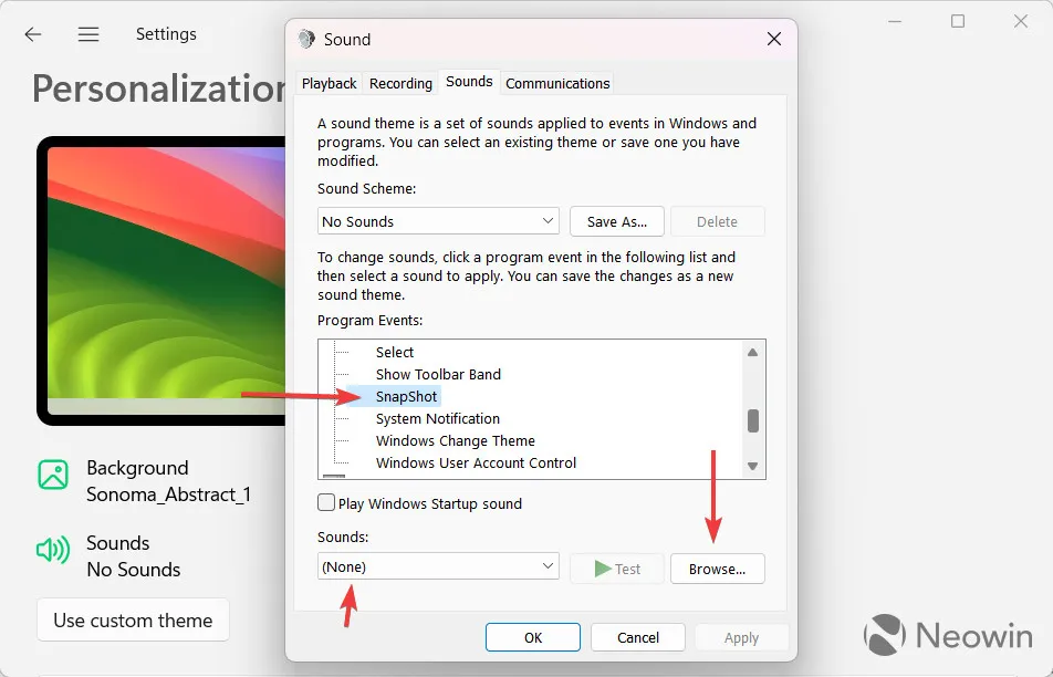 Een screenshot van geluidsinstellingen in Windows 11